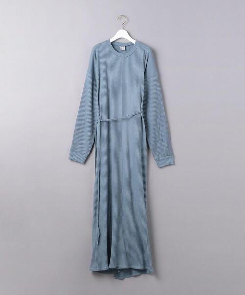 BASERANGE（ベースレンジ）の「＜BASERANGE（ベースレンジ）＞SHAW リブ ロングスリーブ ワンピース（ワンピース・レディース・グレー/ブラック/ライトブルー・X-SMALL）」の3枚目の写真