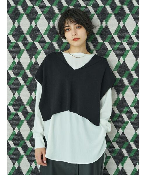 YECCA VECCA(イェッカヴェッカ)の「セーラーカラーニットベスト *(ニット/セーター・レディース・アイボリー/キャメル/グリーン/ブラック・FREE)」の9枚目の写真