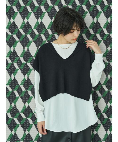 YECCA VECCA(イェッカヴェッカ)の「セーラーカラーニットベスト *(ニット/セーター・レディース・アイボリー/キャメル/グリーン/ブラック・FREE)」の10枚目の写真