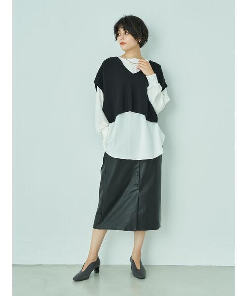 YECCA VECCA(イェッカヴェッカ)の「セーラーカラーニットベスト *(ニット/セーター・レディース・アイボリー/キャメル/グリーン/ブラック・FREE)」の14枚目の写真