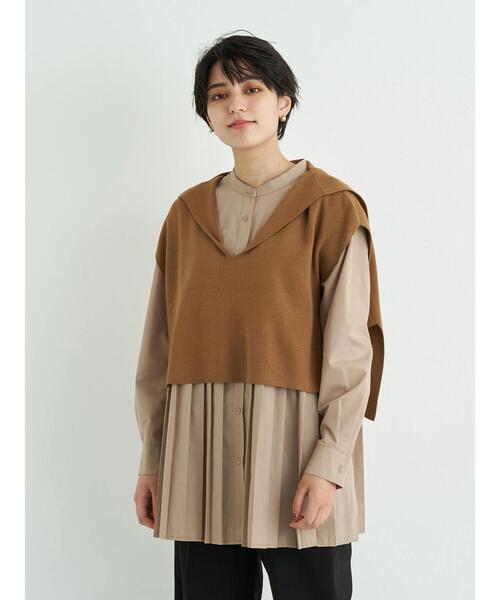 YECCA VECCA(イェッカヴェッカ)の「セーラーカラーニットベスト *(ニット/セーター・レディース・アイボリー/キャメル/グリーン/ブラック・FREE)」の20枚目の写真