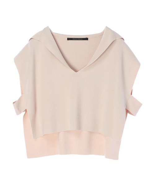 YECCA VECCA(イェッカヴェッカ)の「セーラーカラーニットベスト *(ニット/セーター・レディース・アイボリー/キャメル/グリーン/ブラック・FREE)」の1枚目の写真