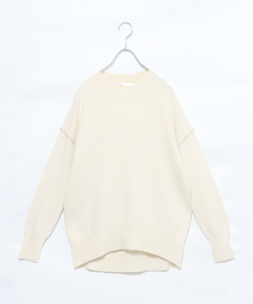 ikka(イッカ)の「モチモチ配色ステッチニットプルオーバー(ニット/セーター・レディース・ブラック/ベージュ/オフホワイト/エメラルド・M/L)」の12枚目の写真