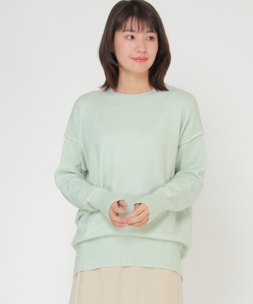 ikka(イッカ)の「モチモチ配色ステッチニットプルオーバー(ニット/セーター・レディース・ブラック/ベージュ/オフホワイト/エメラルド・M/L)」の20枚目の写真