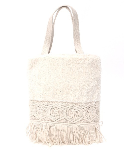 チチカカ(チチカカ)の「ボアマクラメバッグ(トートバッグ・レディース・チャコールグレー/ナチュラル・FREE)」の10枚目の写真