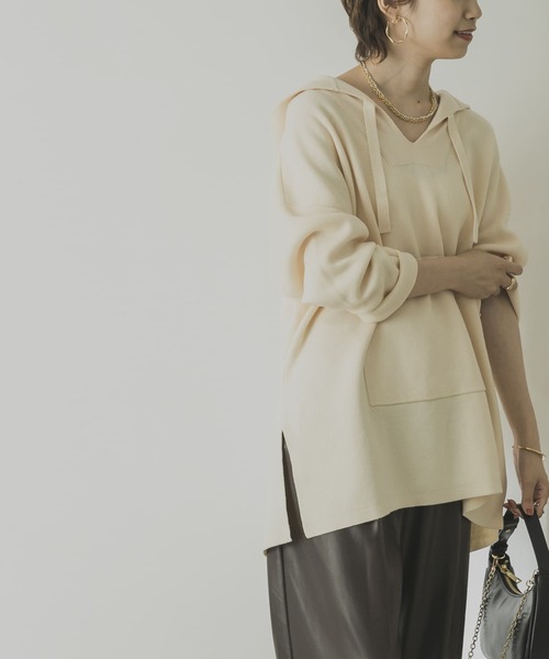 URBAN RESEARCH（アーバンリサーチ）の「メキシカンパーカーニット（ニット/セーター・レディース・アイボリー/グレー/オレンジ・FREE）」の2枚目の写真