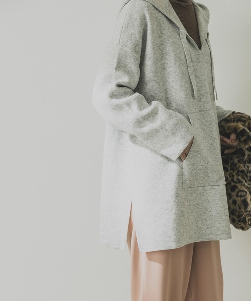 URBAN RESEARCH（アーバンリサーチ）の「メキシカンパーカーニット（ニット/セーター・レディース・アイボリー/グレー/オレンジ・FREE）」の14枚目の写真