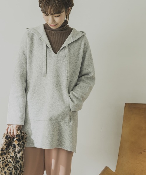 URBAN RESEARCH（アーバンリサーチ）の「メキシカンパーカーニット（ニット/セーター・レディース・アイボリー/グレー/オレンジ・FREE）」の16枚目の写真