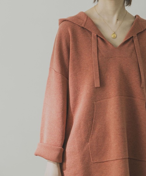 URBAN RESEARCH（アーバンリサーチ）の「メキシカンパーカーニット（ニット/セーター・レディース・アイボリー/グレー/オレンジ・FREE）」の4枚目の写真