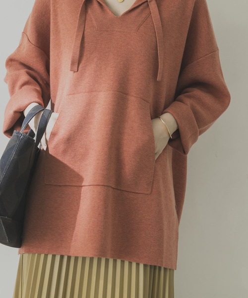 URBAN RESEARCH（アーバンリサーチ）の「メキシカンパーカーニット（ニット/セーター・レディース・アイボリー/グレー/オレンジ・FREE）」の5枚目の写真