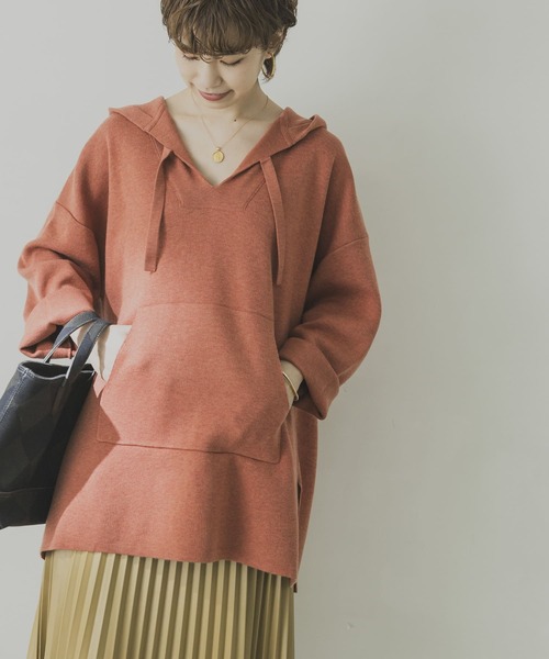 URBAN RESEARCH（アーバンリサーチ）の「メキシカンパーカーニット（ニット/セーター・レディース・アイボリー/グレー/オレンジ・FREE）」の7枚目の写真