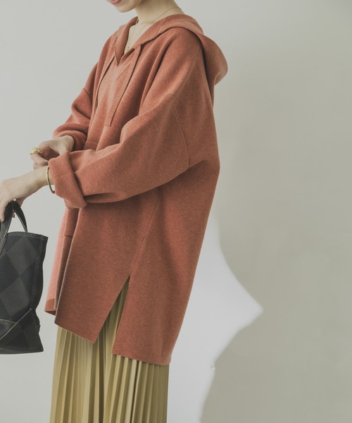 URBAN RESEARCH（アーバンリサーチ）の「メキシカンパーカーニット（ニット/セーター・レディース・アイボリー/グレー/オレンジ・FREE）」の9枚目の写真