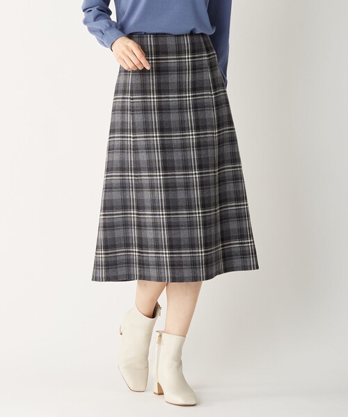 J.PRESS Ladies(J.プレス レディス)の「【リバーシブル】ミルドウールリバー チェック スカート(スカート・レディース・ブラウン系3/グレー系3・XXS/XS/S)」の1枚目の写真
