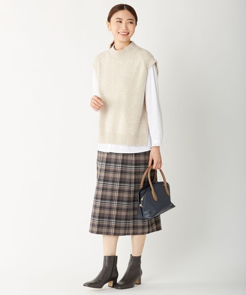 J.PRESS Ladies(J.プレス レディス)の「【リバーシブル】ミルドウールリバー チェック スカート(スカート・レディース・ブラウン系3/グレー系3・XXS/XS/S)」の6枚目の写真