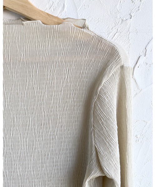 She's Closet（シーズクローゼット）の「メロウフリルランダム長袖プリーツプチハイネックシアートップス（Tシャツ/カットソー・レディース・アイボリー/オリーブ/モカ/ブラック/パープル/ライトグリーン/チャコール・FREE）」の15枚目の写真