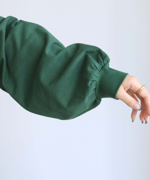 HER CLOSET(ハークローゼット)の「【shemoshelly】ミニ裏毛ペプラムプルオーバー(Tシャツ/カットソー・レディース・グリーン/ブラック/アイボリー/チャコールグレー/アッシュブラウン・M)」の9枚目の写真