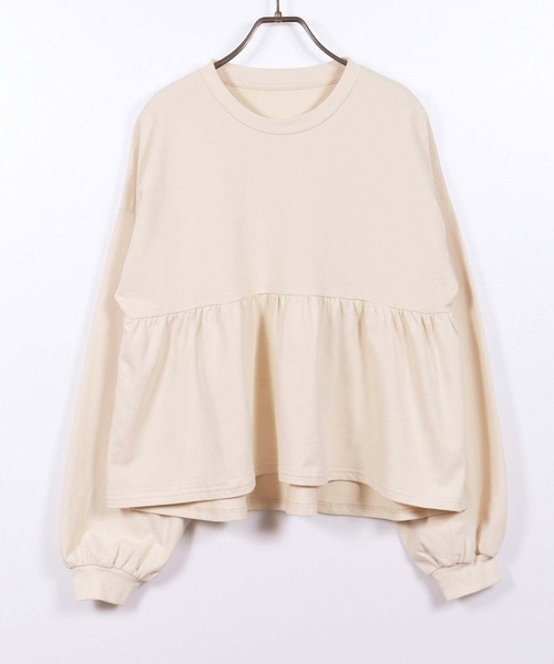 HER CLOSET(ハークローゼット)の「【shemoshelly】ミニ裏毛ペプラムプルオーバー(Tシャツ/カットソー・レディース・グリーン/ブラック/アイボリー/チャコールグレー/アッシュブラウン・M)」の11枚目の写真