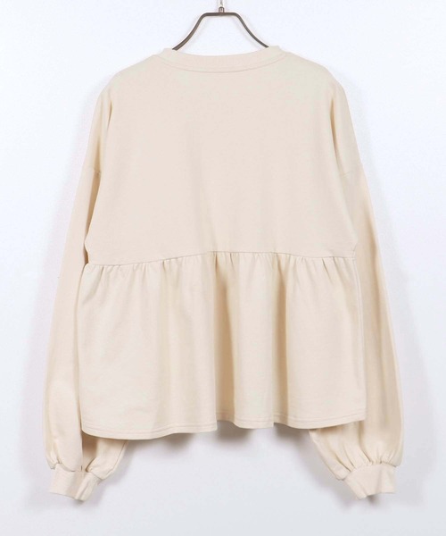 HER CLOSET(ハークローゼット)の「【shemoshelly】ミニ裏毛ペプラムプルオーバー(Tシャツ/カットソー・レディース・グリーン/ブラック/アイボリー/チャコールグレー/アッシュブラウン・M)」の10枚目の写真