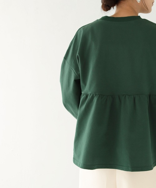 HER CLOSET(ハークローゼット)の「【shemoshelly】ミニ裏毛ペプラムプルオーバー(Tシャツ/カットソー・レディース・グリーン/ブラック/アイボリー/チャコールグレー/アッシュブラウン・M)」の13枚目の写真