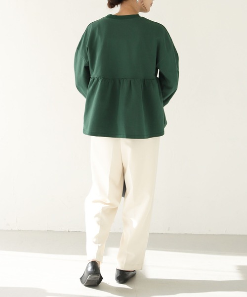 HER CLOSET(ハークローゼット)の「【shemoshelly】ミニ裏毛ペプラムプルオーバー(Tシャツ/カットソー・レディース・グリーン/ブラック/アイボリー/チャコールグレー/アッシュブラウン・M)」の21枚目の写真
