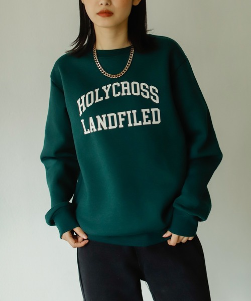 Birthday room（バースデイルーム）の「裏起毛カレッジロゴトレーナー（スウェット・レディース・チャコールグレー/ナチュラル/グリーン/ネイビー・FREE）」の3枚目の写真