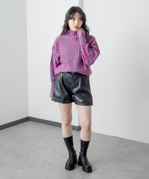 RASVOA(ラスボア)の「厚底ストレッチミドルブーツ(ブーツ・レディース・ブラック/オフホワイト・M/L)」の4枚目の写真