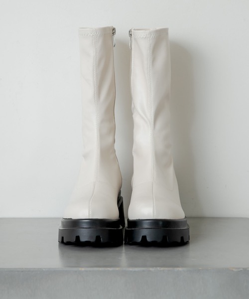RASVOA(ラスボア)の「厚底ストレッチミドルブーツ(ブーツ・レディース・ブラック/オフホワイト・M/L)」の14枚目の写真