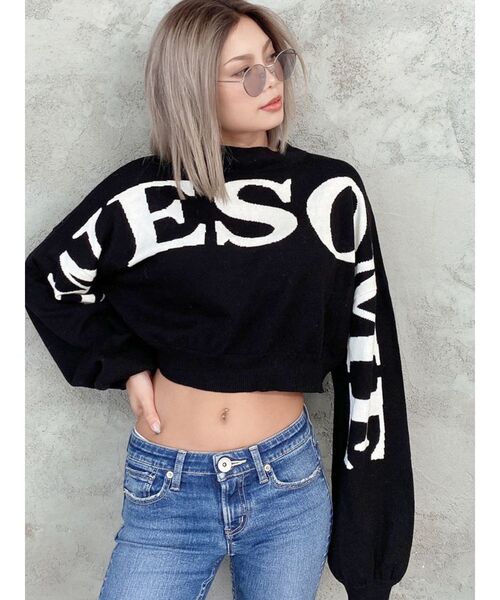 GYDA(ジェイダ)の「AWESOME ボトルネックショートニットTOPS(ニット/セーター・レディース・ブラック/ベージュ/オフホワイト・FREE)」の3枚目の写真