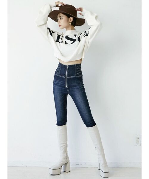 GYDA(ジェイダ)の「AWESOME ボトルネックショートニットTOPS(ニット/セーター・レディース・ブラック/ベージュ/オフホワイト・FREE)」の8枚目の写真