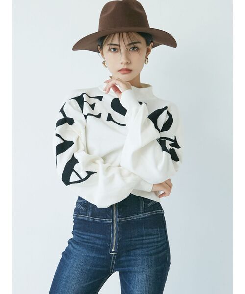 GYDA(ジェイダ)の「AWESOME ボトルネックショートニットTOPS(ニット/セーター・レディース・ブラック/ベージュ/オフホワイト・FREE)」の6枚目の写真