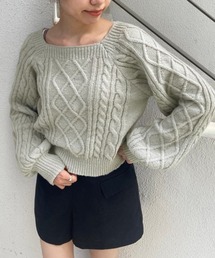 OLIVE des OLIVE | スクエアネックケーブルニット(ニット/セーター)