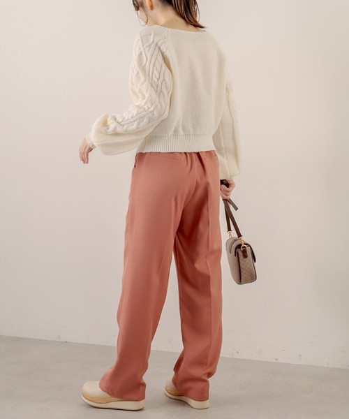 OLIVE des OLIVE（オリーブデオリーブ）の「スクエアネックケーブルニット（ニット/セーター・レディース・ライトブラウン/ミント/ラベンダー/オフホワイト・FREE）」の11枚目の写真