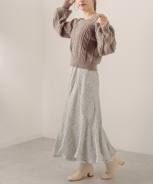 OLIVE des OLIVE（オリーブデオリーブ）の「スクエアネックケーブルニット（ニット/セーター・レディース・ライトブラウン/ミント/ラベンダー/オフホワイト・FREE）」の14枚目の写真