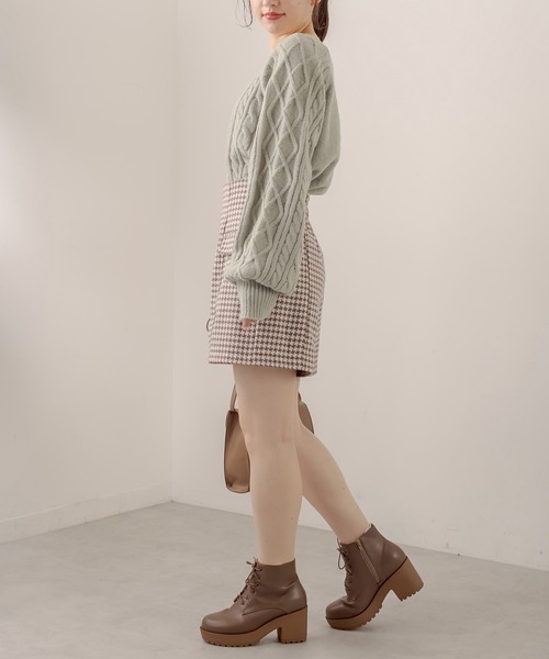 OLIVE des OLIVE（オリーブデオリーブ）の「スクエアネックケーブルニット（ニット/セーター・レディース・ライトブラウン/ミント/ラベンダー/オフホワイト・FREE）」の9枚目の写真