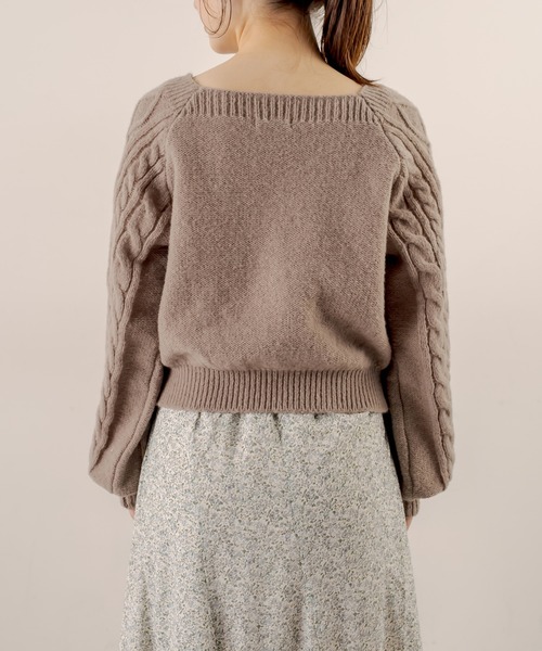 OLIVE des OLIVE（オリーブデオリーブ）の「スクエアネックケーブルニット（ニット/セーター・レディース・ライトブラウン/ミント/ラベンダー/オフホワイト・FREE）」の10枚目の写真