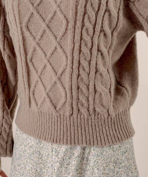 OLIVE des OLIVE（オリーブデオリーブ）の「スクエアネックケーブルニット（ニット/セーター・レディース・ライトブラウン/ミント/ラベンダー/オフホワイト・FREE）」の16枚目の写真