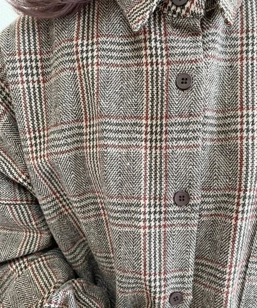 nemne store（ネンネストア）の「コスモスが揺れるアソートキモウチェックシャツ（シャツ/ブラウス・レディース・ブラウン/ネイビー/ベージュ・F）」の10枚目の写真