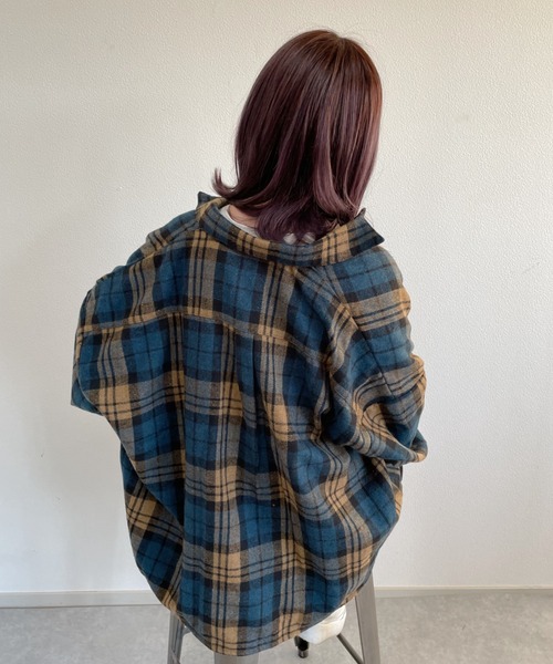 nemne store（ネンネストア）の「コスモスが揺れるアソートキモウチェックシャツ（シャツ/ブラウス・レディース・ブラウン/ネイビー/ベージュ・F）」の20枚目の写真