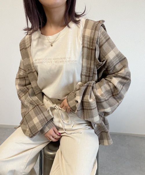 nemne store（ネンネストア）の「コスモスが揺れるアソートキモウチェックシャツ（シャツ/ブラウス・レディース・ブラウン/ネイビー/ベージュ・F）」の22枚目の写真
