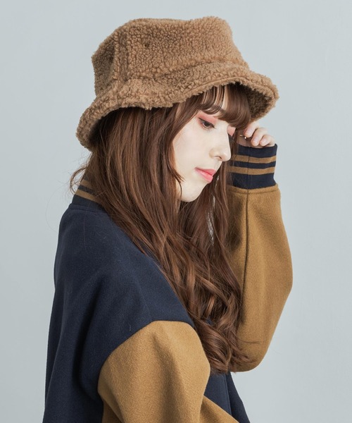 newhattan(ニューハッタン)の「newhattan ニューハッタン ボアフリースバケットハット(ハット・メンズ・ブラック/グレー/オフホワイト/キャメル・S/L)」の1枚目の写真