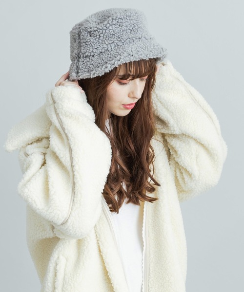 newhattan(ニューハッタン)の「newhattan ニューハッタン ボアフリースバケットハット(ハット・メンズ・ブラック/グレー/オフホワイト/キャメル・S/L)」の13枚目の写真
