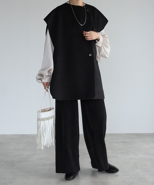 4youstory（フォーユーストーリー）の「ベロアプリーツパンツ（その他パンツ・レディース・ブラック/ベージュ/ブラウン・FREE）」の4枚目の写真