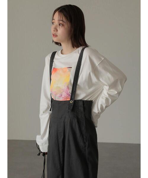 AMERICAN HOLIC（アメリカンホリック）の「転写裾ラウンドカットチュニック（Tシャツ/カットソー・レディース・ホワイト/チャコールグレー/オフホワイト・M/L）」の9枚目の写真