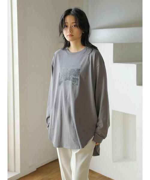 AMERICAN HOLIC（アメリカンホリック）の「転写裾ラウンドカットチュニック（Tシャツ/カットソー・レディース・ホワイト/チャコールグレー/オフホワイト・M/L）」の10枚目の写真