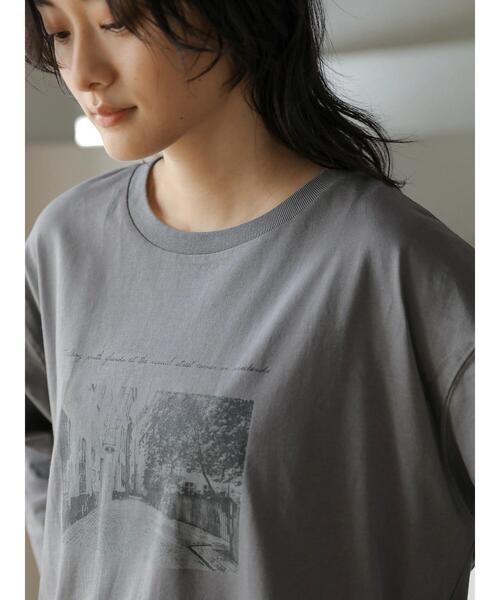 AMERICAN HOLIC（アメリカンホリック）の「転写裾ラウンドカットチュニック（Tシャツ/カットソー・レディース・ホワイト/チャコールグレー/オフホワイト・M/L）」の19枚目の写真