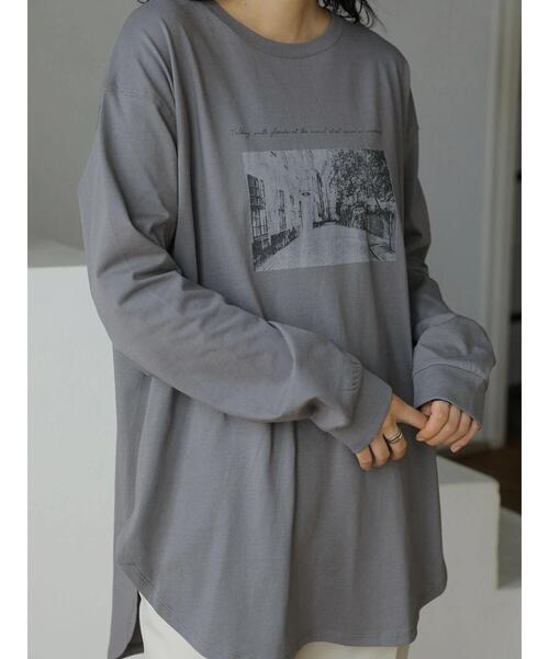 AMERICAN HOLIC（アメリカンホリック）の「転写裾ラウンドカットチュニック（Tシャツ/カットソー・レディース・ホワイト/チャコールグレー/オフホワイト・M/L）」の21枚目の写真