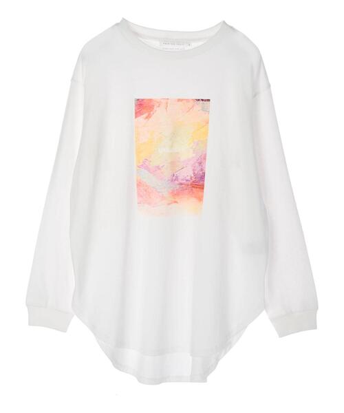 AMERICAN HOLIC（アメリカンホリック）の「転写裾ラウンドカットチュニック（Tシャツ/カットソー・レディース・ホワイト/チャコールグレー/オフホワイト・M/L）」の15枚目の写真