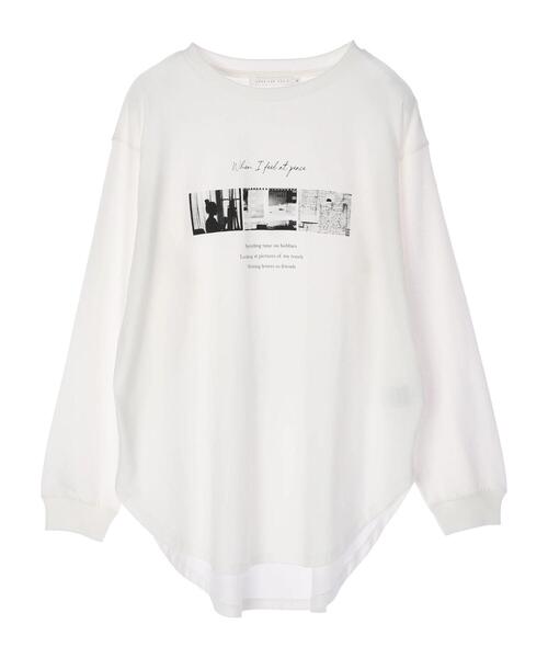 AMERICAN HOLIC（アメリカンホリック）の「転写裾ラウンドカットチュニック（Tシャツ/カットソー・レディース・ホワイト/チャコールグレー/オフホワイト・M/L）」の16枚目の写真
