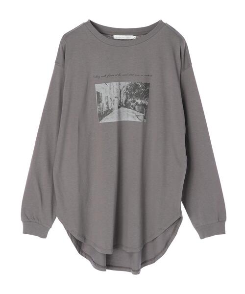 AMERICAN HOLIC（アメリカンホリック）の「転写裾ラウンドカットチュニック（Tシャツ/カットソー・レディース・ホワイト/チャコールグレー/オフホワイト・M/L）」の17枚目の写真