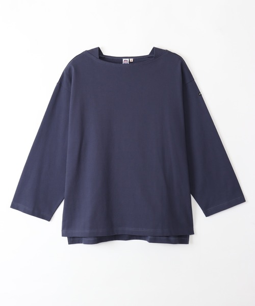 Le Pigeon Voyageur(ル ピジョン ヴォワイヤジュール)の「<Le Pigeon Voyageur>ボートネック無地ボーダー ロングTシャツ(Tシャツ/カットソー・レディース・ブラック/アイボリー/ネイビー/ホワイト系その他/カーキ・L/M/S)」の5枚目の写真